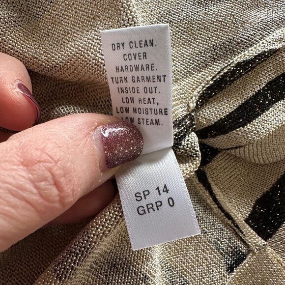 St. John Tiger Stripe Shimmer Knit Trapeze Cardigan Multi Womens Size Large 2014 - Picture 9 of 11